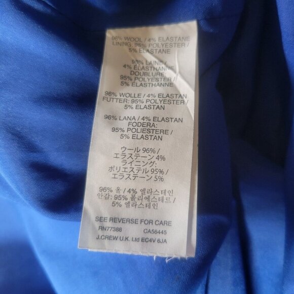 J.Crew Women Wool Blend Sheath Dress Royal Blue Cap Sleeve Size 00 - Picture 7 of 8